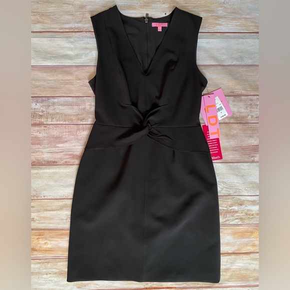 NWT LDT Black Everly V-Neck Cocktail Sheath Dress - Sz 8 - Picture 6 of 10